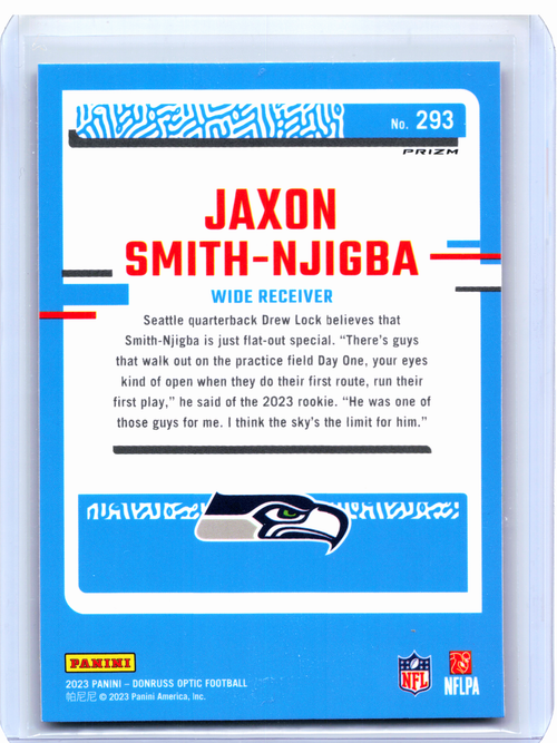 2023 Donruss Optic Football—Jaxon Smith-Njigba #293 Holo Rookie RC Seahawks
