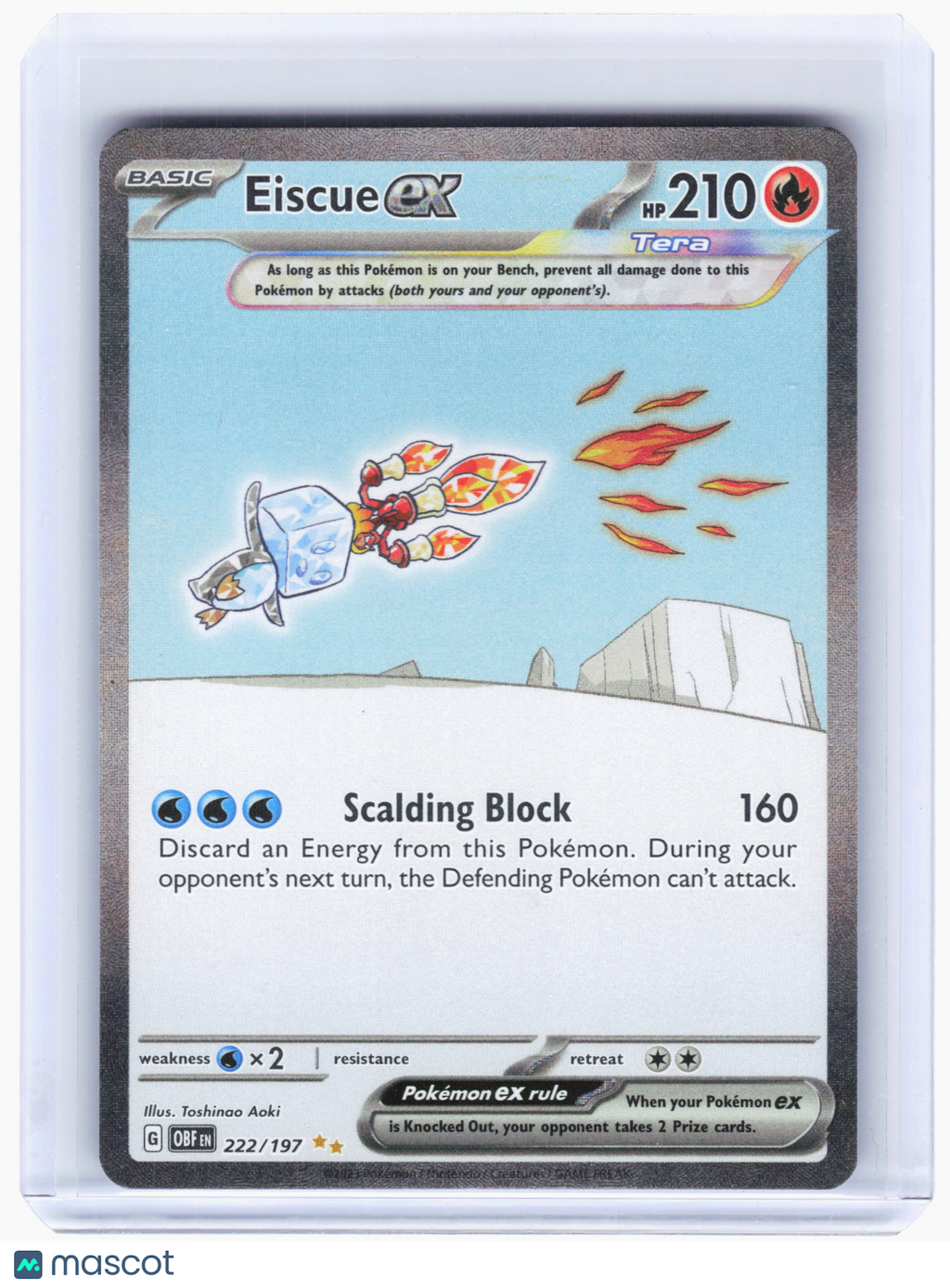 2023 Pokemon—Eiscue ex #222 Obsidian Flames—Special Illustration Rare Holo