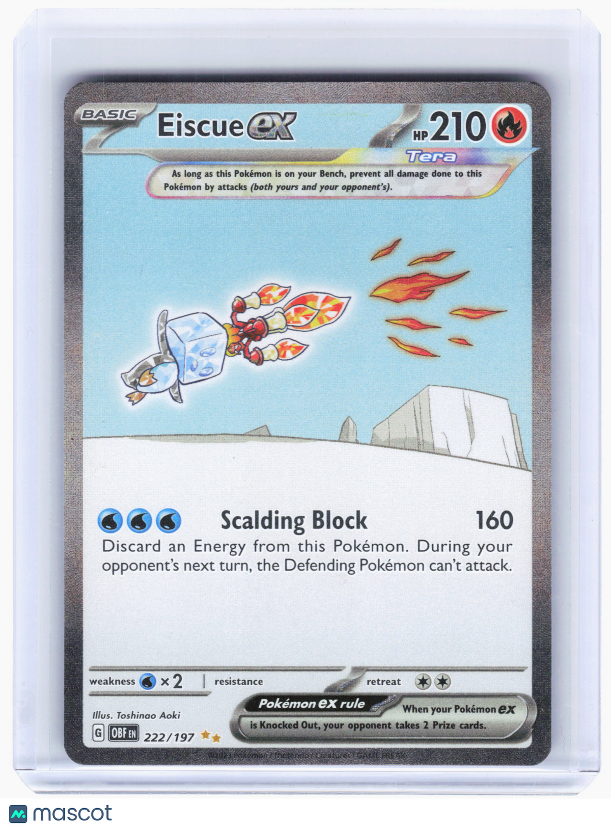 2023 Pokemon—Eiscue ex #222 Obsidian Flames—Special Illustration Rare Holo