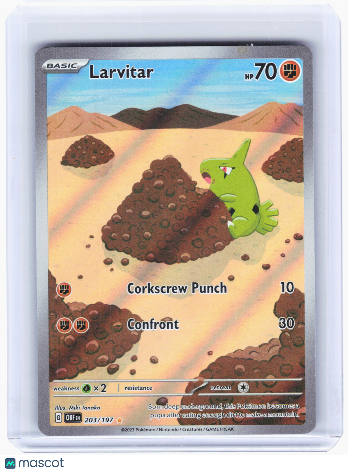 2023 Pokemon—Larvitar #203 Obsidian Flames—Illustration Rare Holo