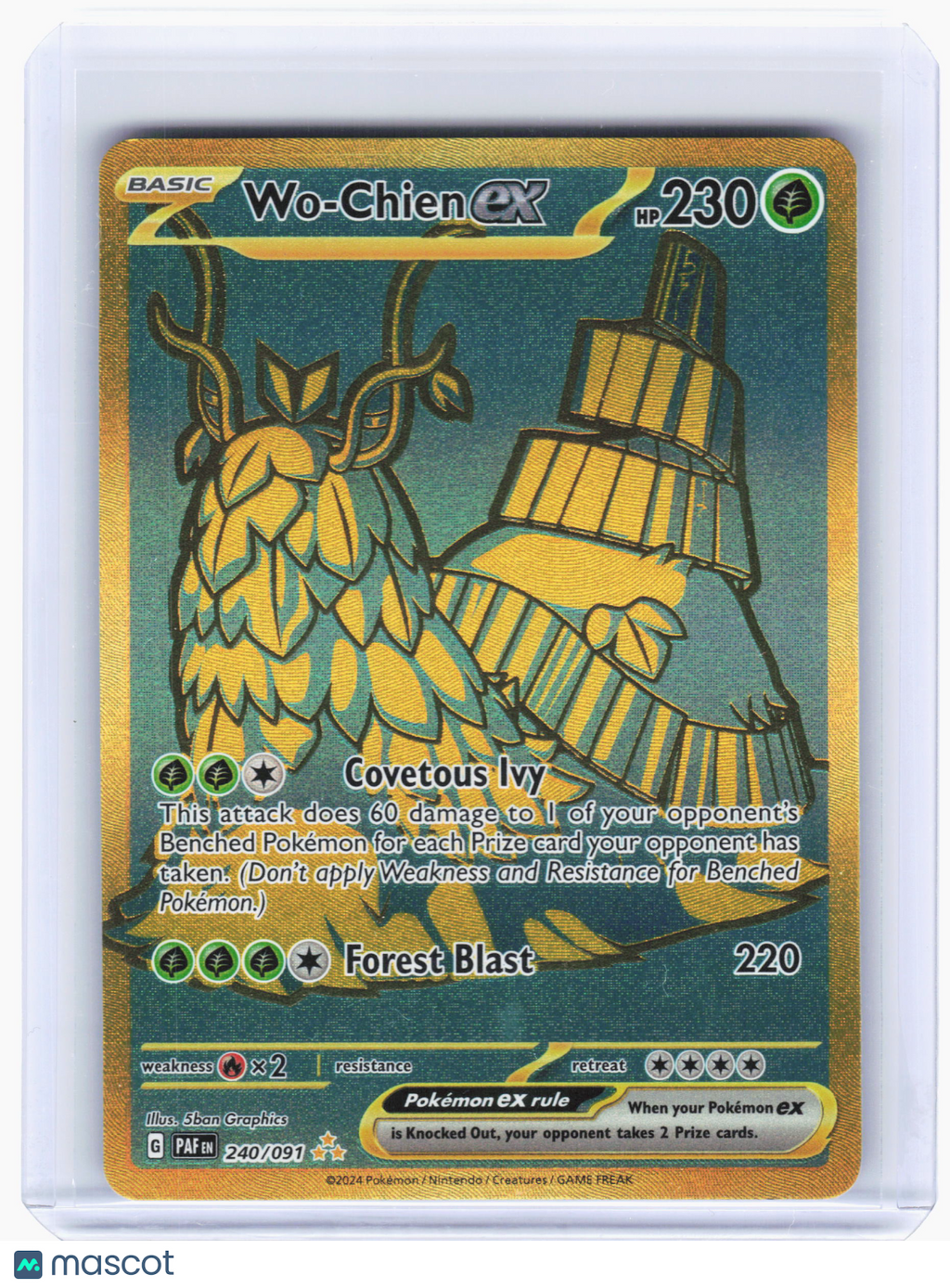 2024 Pokemon—Wo-Chien ex #240 Paldean Fates—Hyper Rare Gold [Lightly Played]