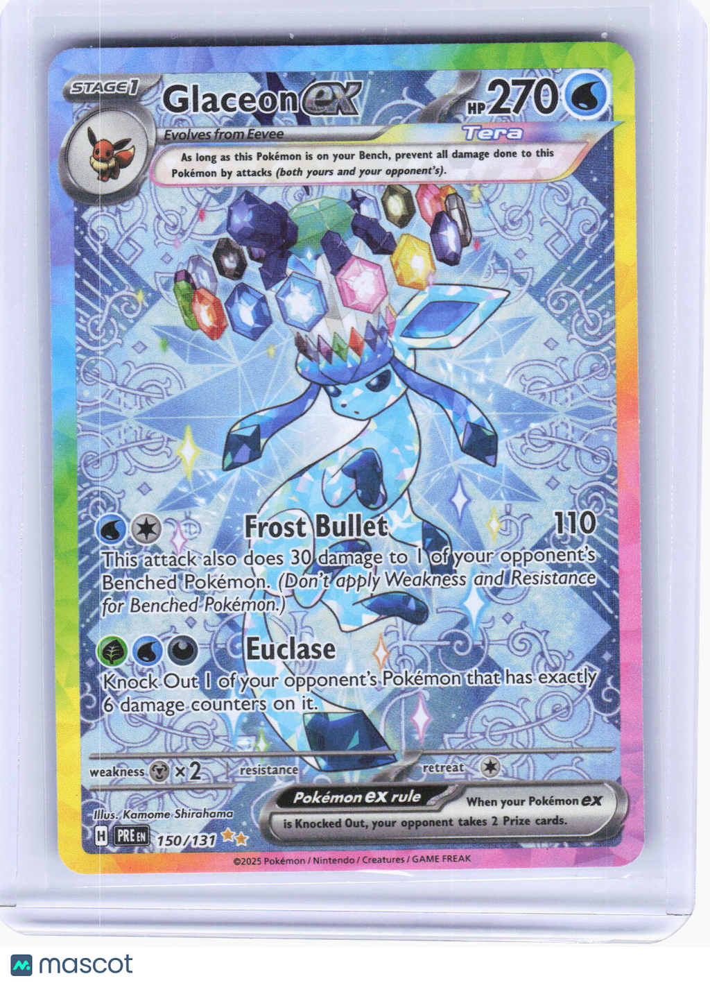 2025 Pokemon—Glaceon EX #150/131 Prismatic Evolutions—Secret Rare LP