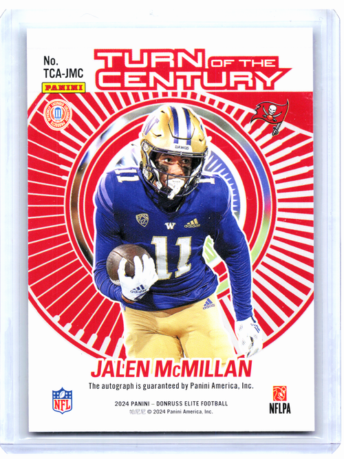 2024 Donruss Elite Football—Jalen McMillan #TCA-JMC Blue Rookie Auto RC 14/25