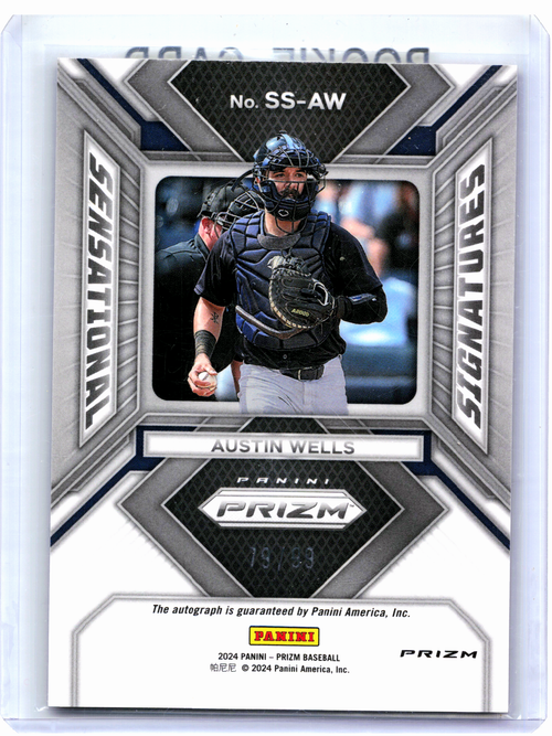 2024 Panini Prizm Baseball—Austin Wells #SS-AW Red Prizm Auto /99 Yankees