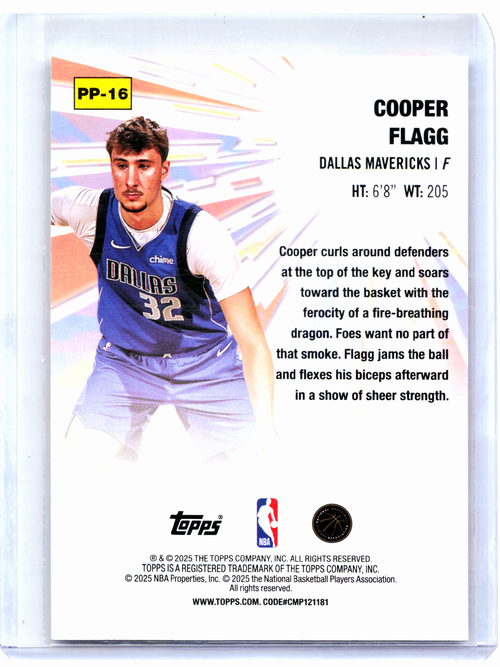 2025 Topps Basketball—Cooper Flagg #PP-16 Power Players Rookie RC