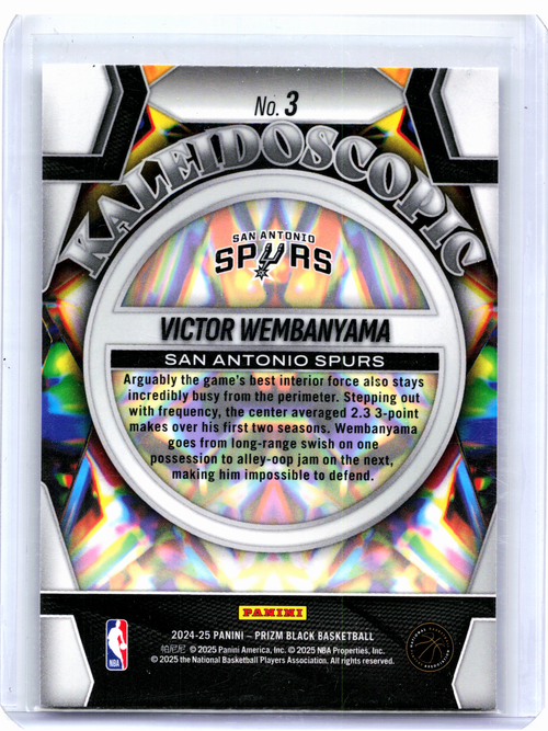 2025 Panini Prizm Basketball—Victor Wembanyama #3 Kaleidoscopic Insert Spurs