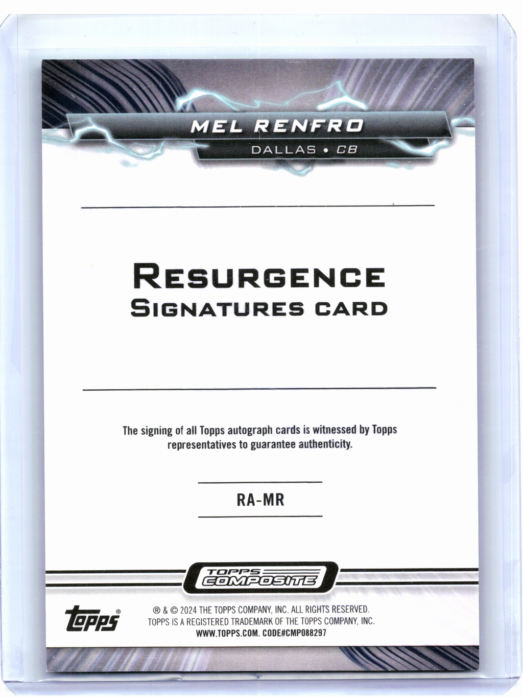 2024 Topps Resurgence Football—Mel Renfro #RA-MR Green Wave Refractor Auto /175