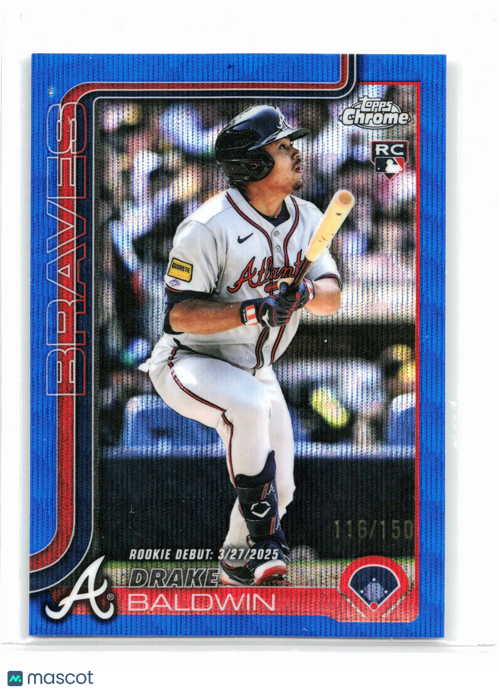 2025 Topps Chrome Baseball—Drake Baldwin #USC88 Blue Wave Ref Rookie RC 116/150