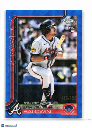 2025 Topps Chrome Baseball—Drake Baldwin #USC88 Blue Wave Ref Rookie RC 116/150