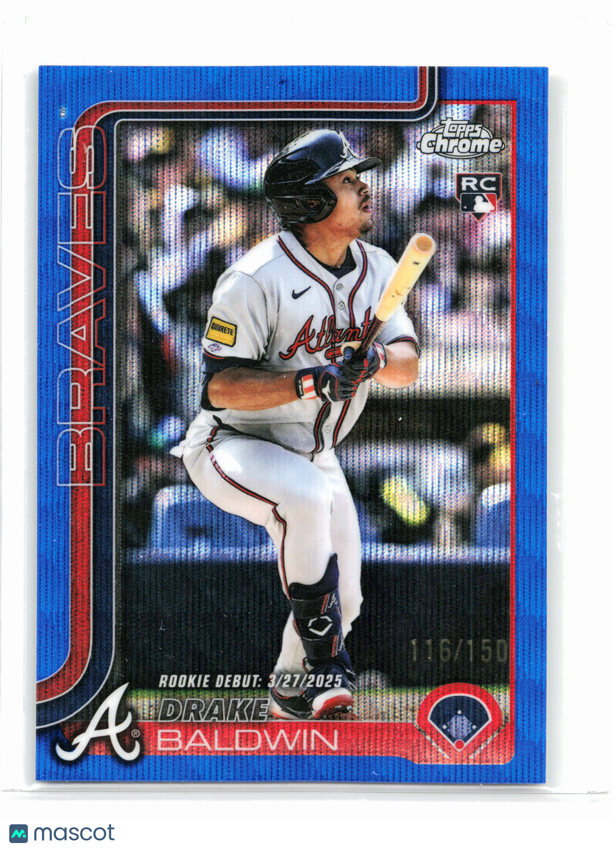 2025 Topps Chrome Baseball—Drake Baldwin #USC88 Blue Wave Ref Rookie RC 116/150