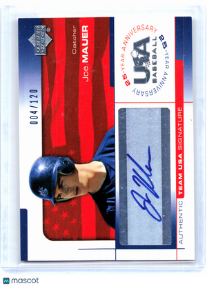 2004 Upper Deck USA 25th Anniversary Baseball—Joe Mauer #MAU Auto 004/120