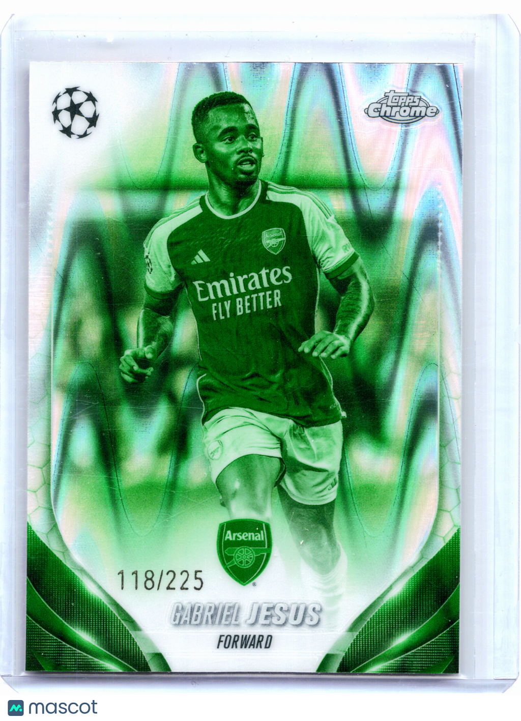2024 Topps Chrome UEFA Soccer—Gabriel Jesus #40 Night Vision Raywave 118/225