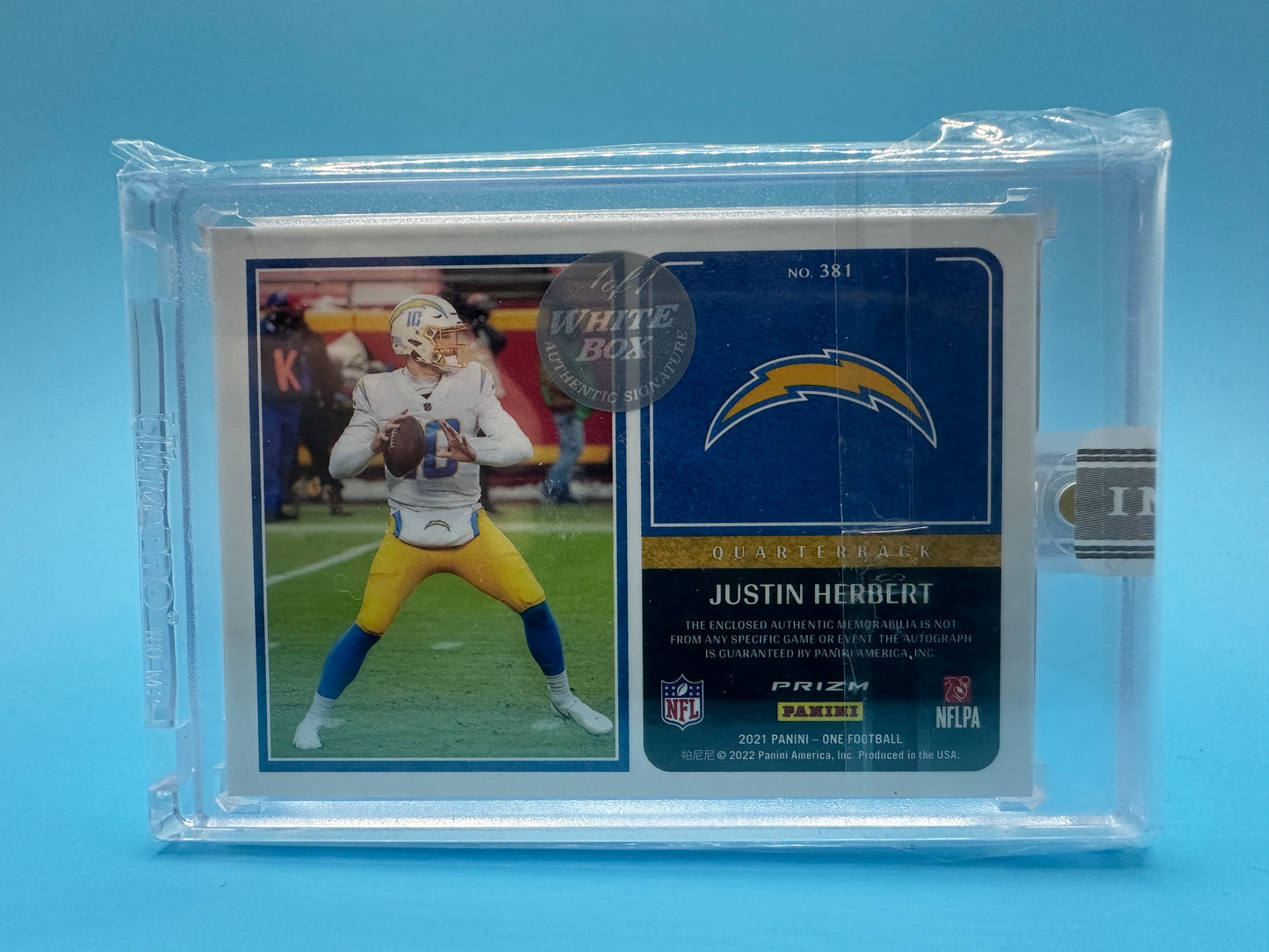 2021 Panini Formula One —Justin Herbert #FO-JH (White Box) 1 of 1 Dual Patch