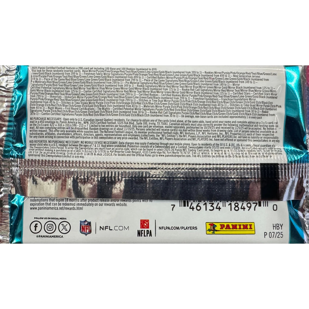 2025 Panini Certified Football Hobby Pack