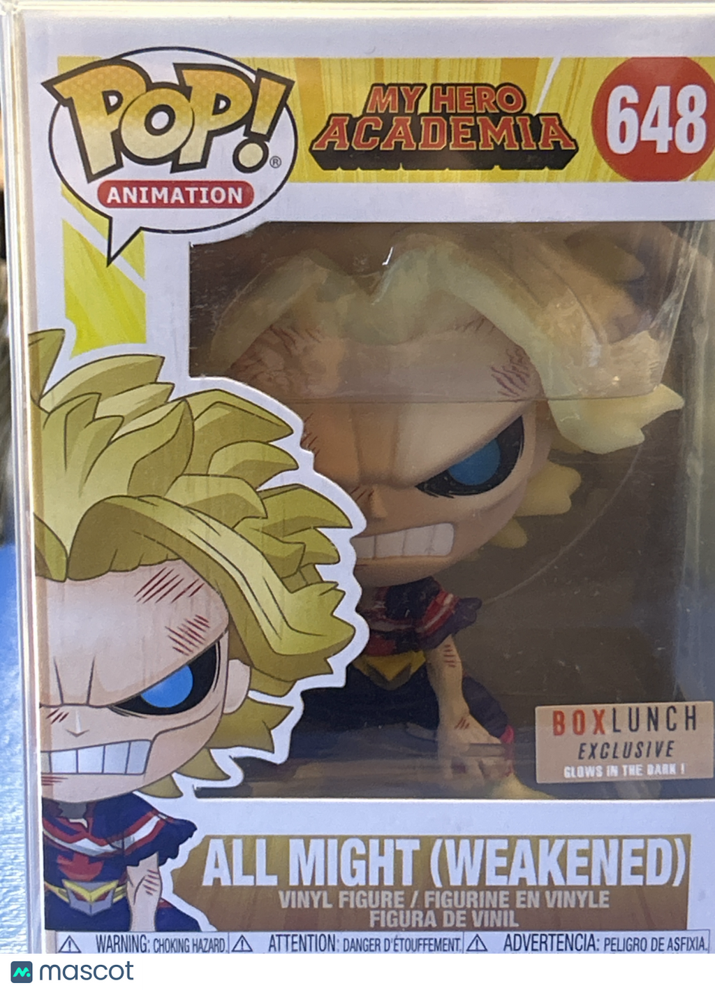 Funko My Hero Academia All Might (Weakened) #648 (VG) Box Lunch Exclusive, GITD