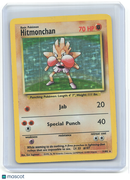 1995 Pokemon Hitmonchan #7/102 Heavy Played