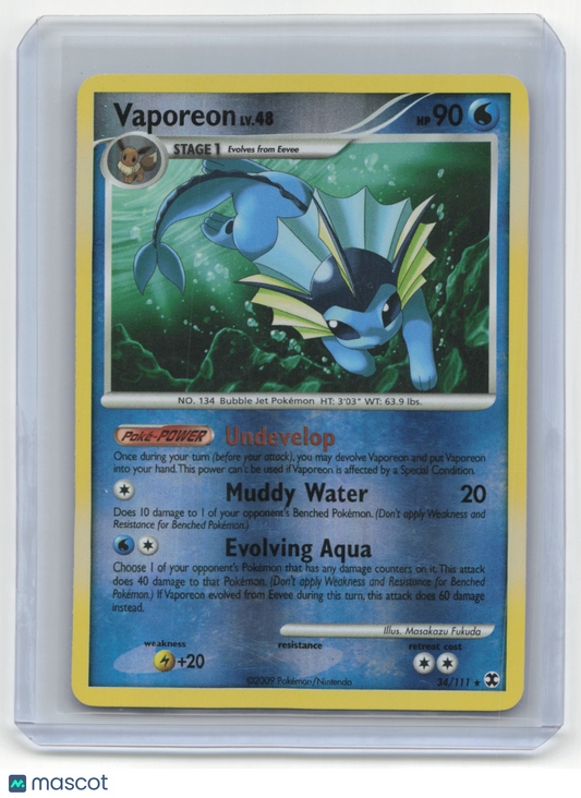 Pokemon TCG Vaporeon 2009 Pokemon Rising Rivals #34/111 reverse foil
