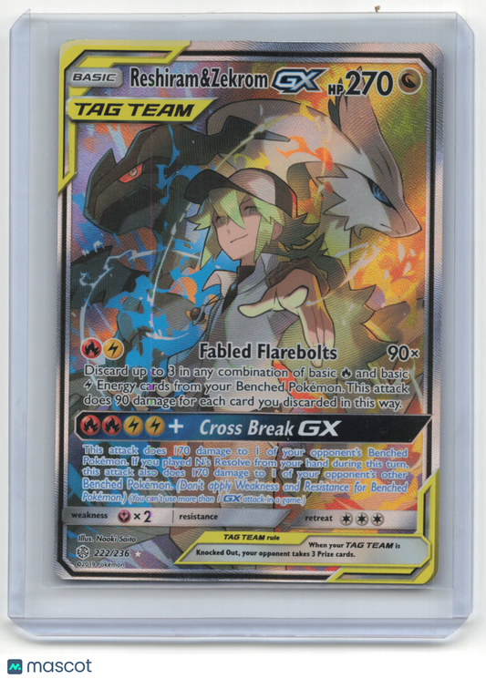 2019 Pokemon TCG Zekrom GX Reshiram Cosmic Eclipse #222/236 Lightly Played