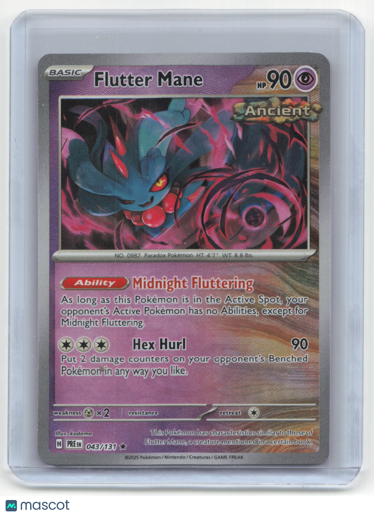 2025 Pokemon Flutter Mane Prismatic Evolutions #043/131 Masterball