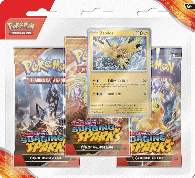 2024 Pokemon Surging Sparks (Random) 3 Pack Blisters - Papa Joey's Collectibles