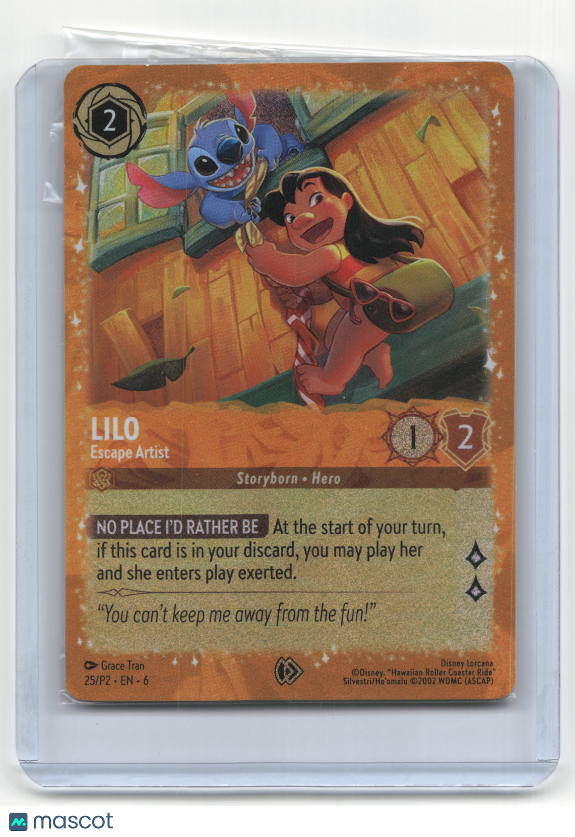 2024 Disney Lorcana Lilo Azurite Sea #25/P2 Sealed