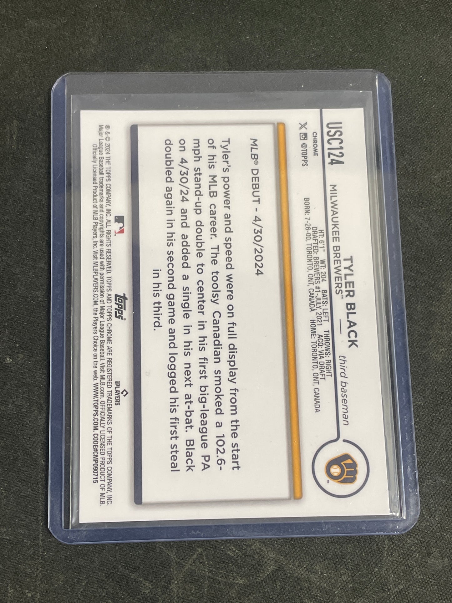 Topps Baseball Tyler Black /50 Chrome