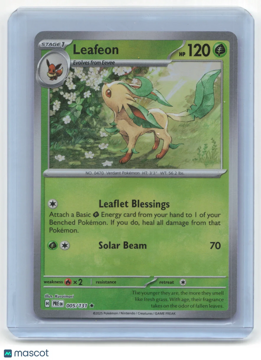 2025 Pokemon TCG Leafeon Prismatic Evolutions #005/131 MasterBall Holo - Papa Joey's Collectibles