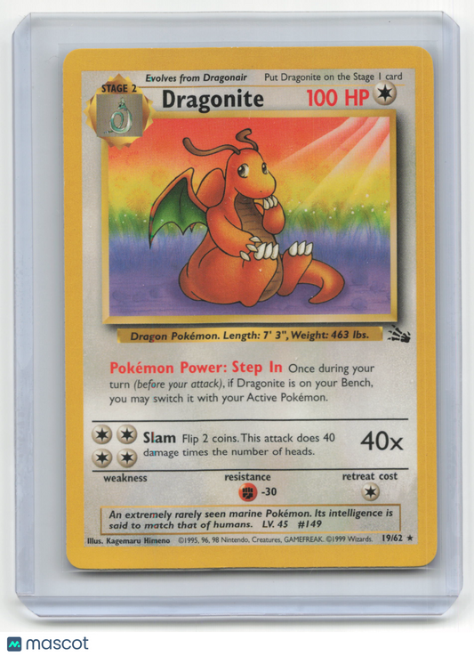1999 Pokemon TCG Dragonite Fossil #19/62 Lightly Played Basic