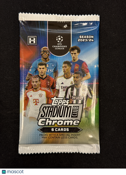 2023-24 Topps Stadium Club Chrome UEFA Champions League Soccer Hobby Pack