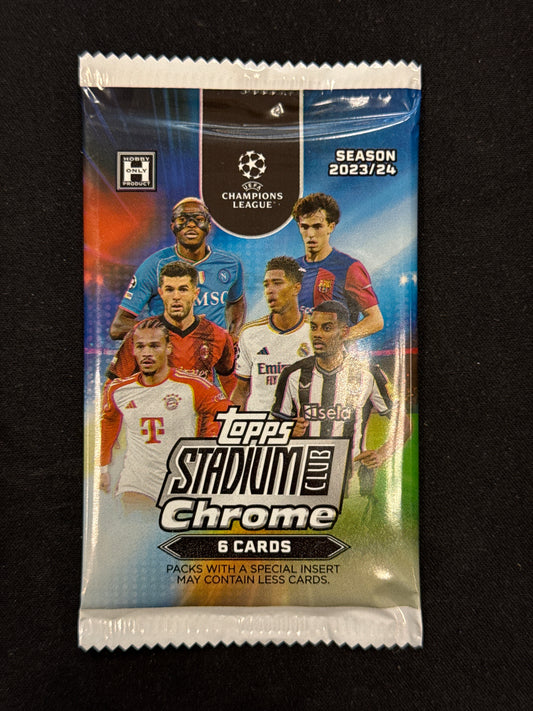 2023-24 Topps Stadium Club Chrome UEFA Champions League Soccer Hobby Pack