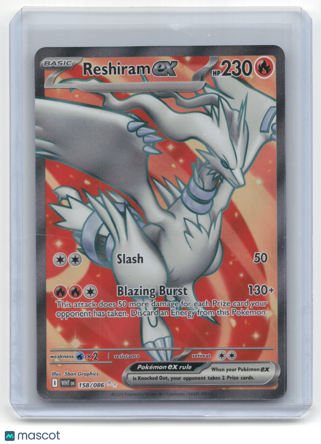 2025 Pokemon TCG—Reshiram EX #158/086 White Flare—