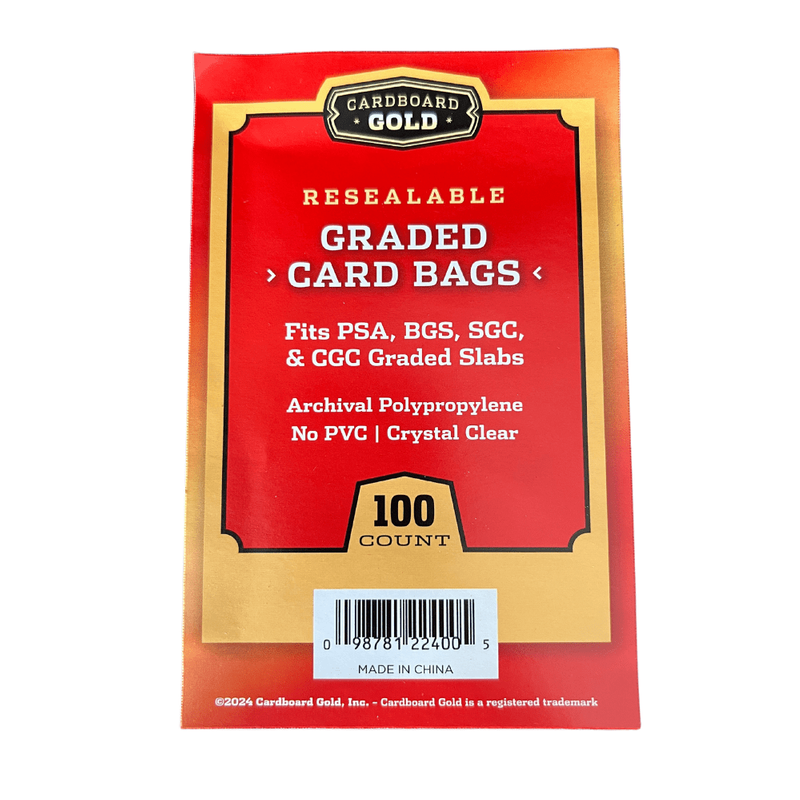 Cardboard Gold Resealable Graded Card Bags 100 Ct