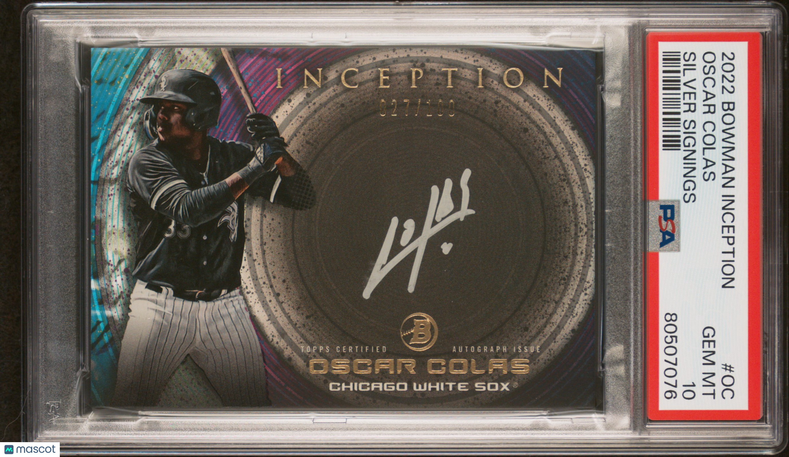 2022 Bowman Inception Inception Silver Signings Baseball—Oscar Colas #OC —PSA 10