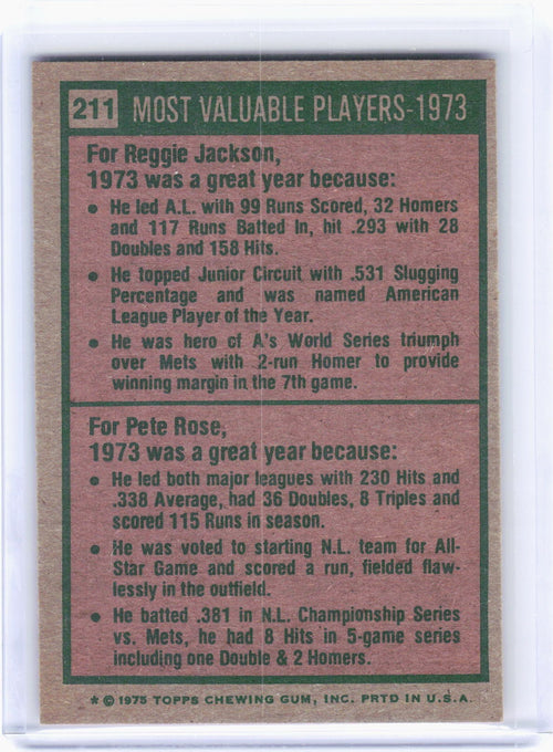 Topps 1975 Topps Baseball—1973 - Most Valuable Players #211 —Very Good