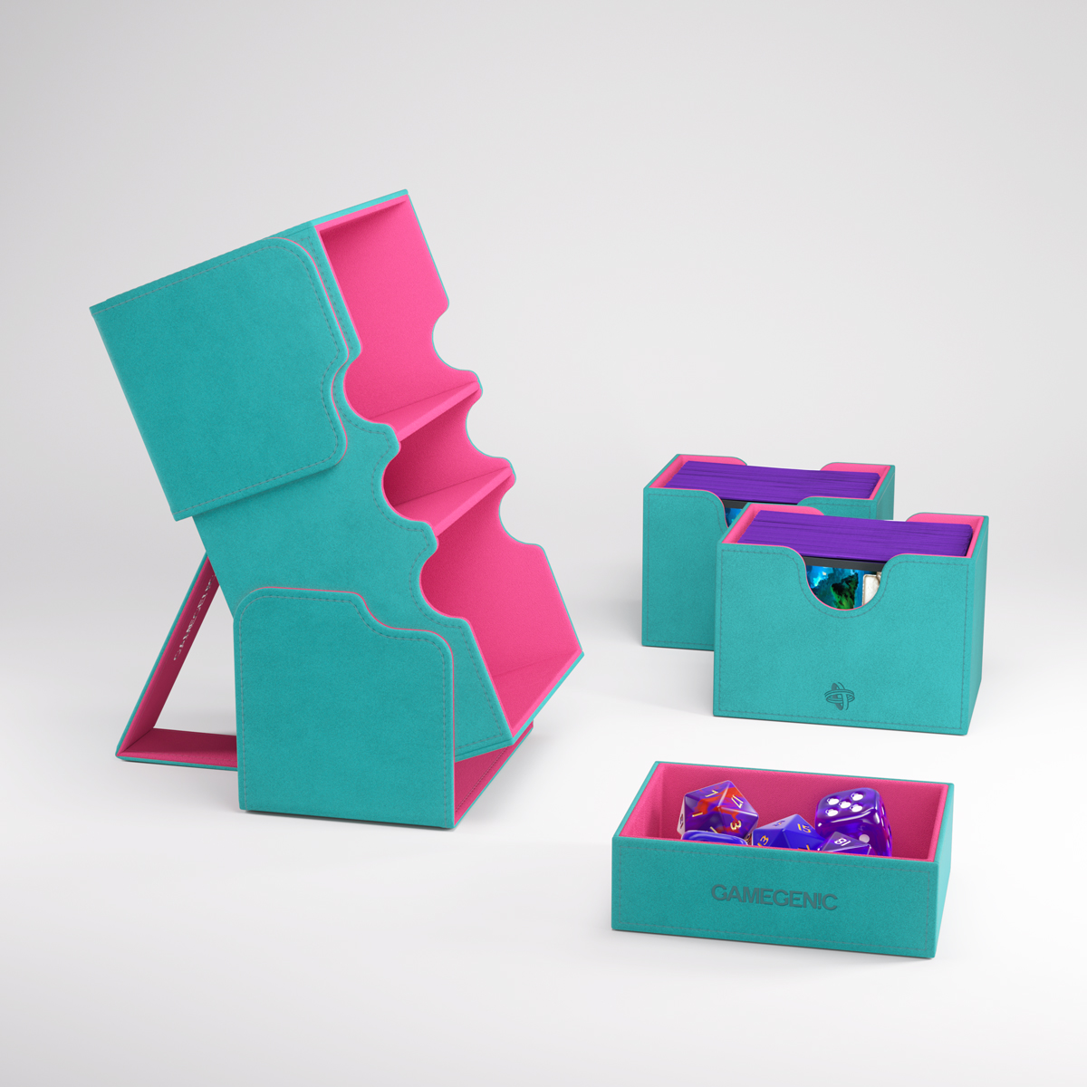 Gamegenic Stronghold 200+ XL Convertible Teal/Pink Deck Box