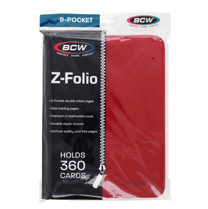 BCW Red 9-Pocket 360-ct. Standard size Z-Folio Binder - Papa Joey's Collectibles