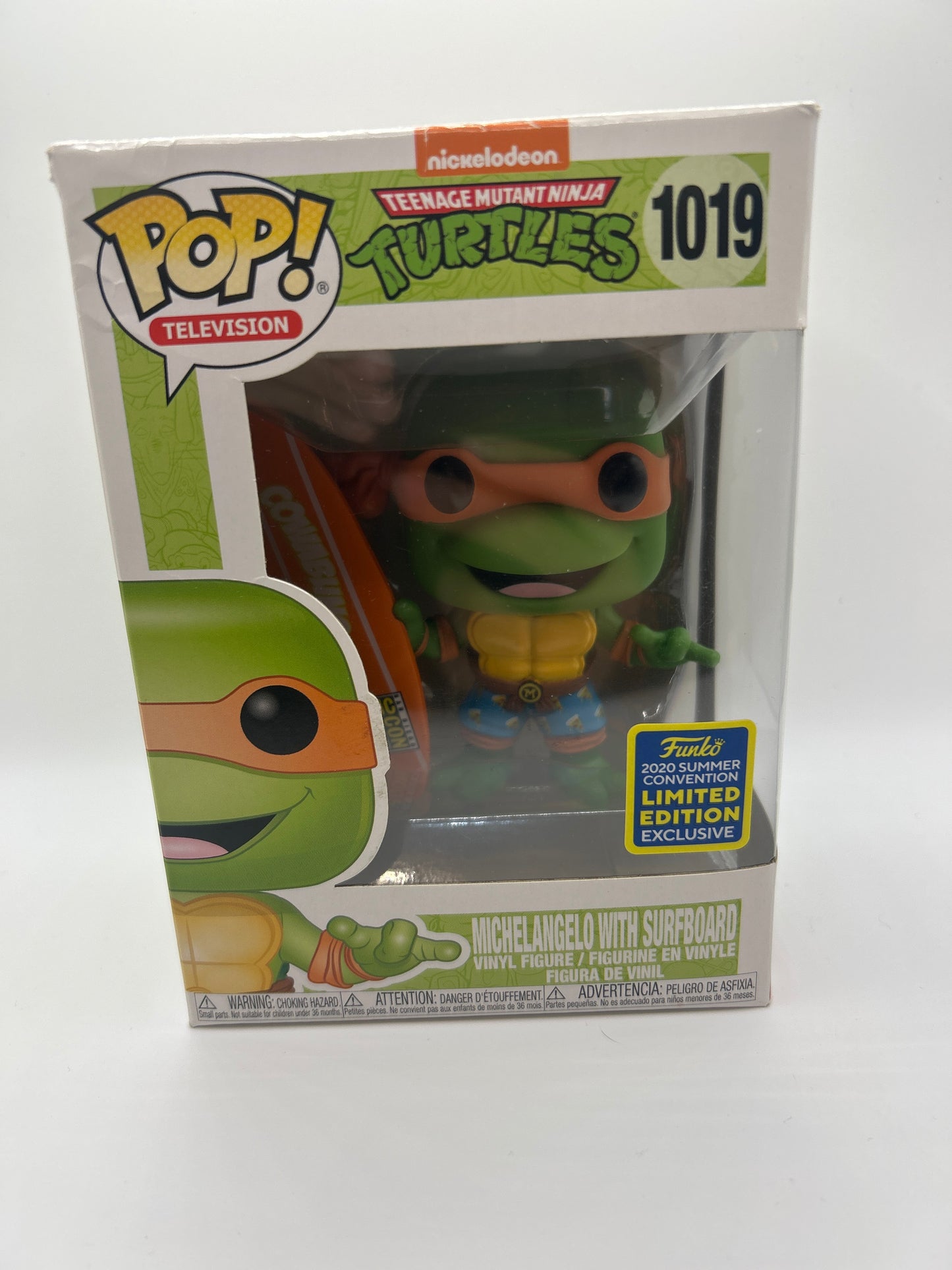 POP! Television TMT 1019 Michelangelo With Surfboard 20' Summer Convention Limited Edition! (DMG)