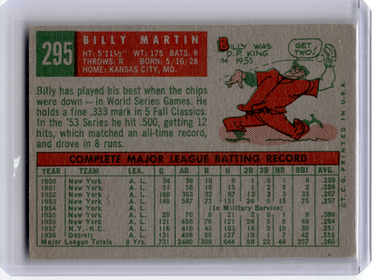 1959 Topps Baseball—Billy Martin #295 —Very Good