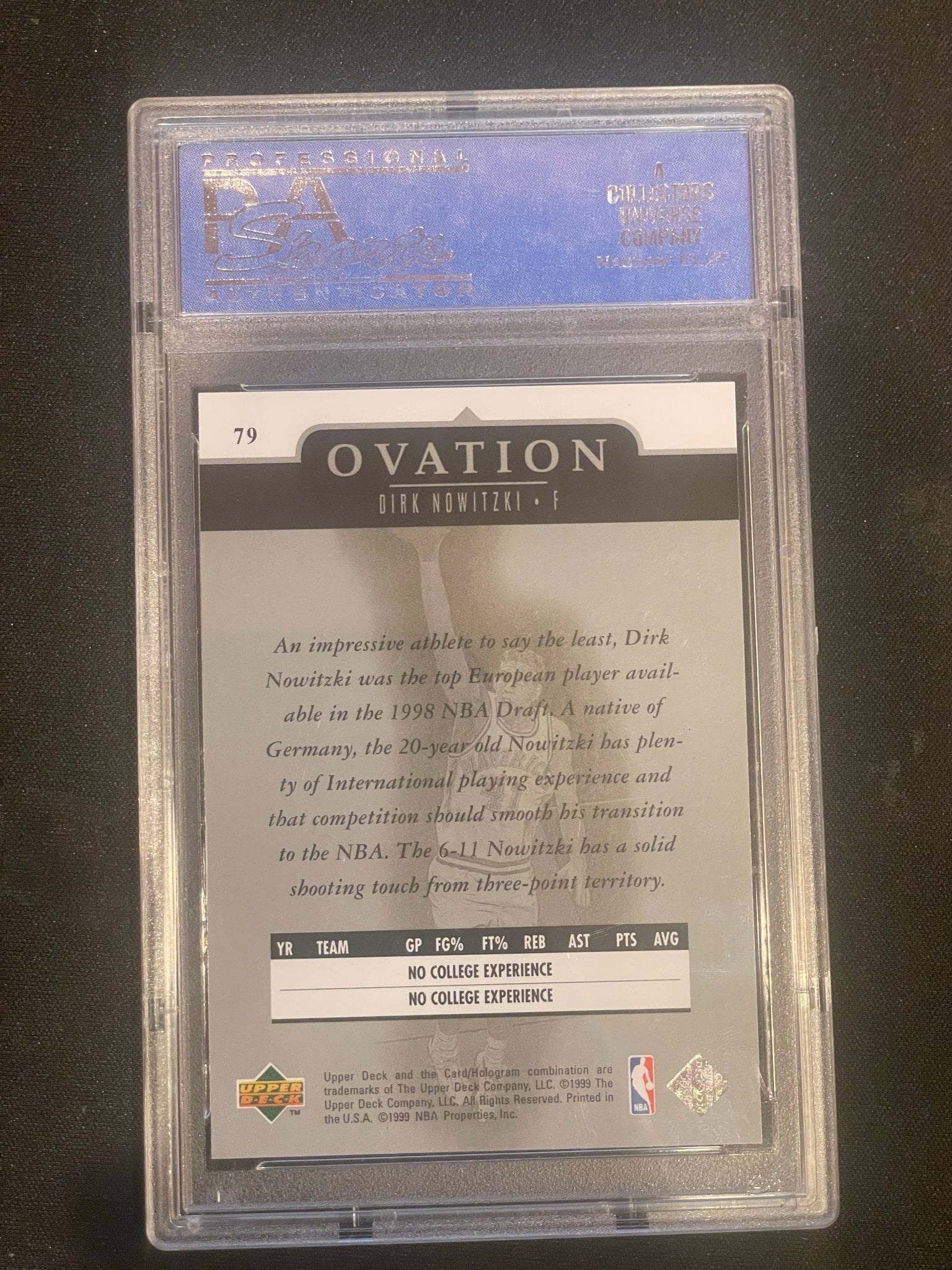 1998 Upper Deck Ovation Basketball Dirk Nowitzki #79 PSA 9