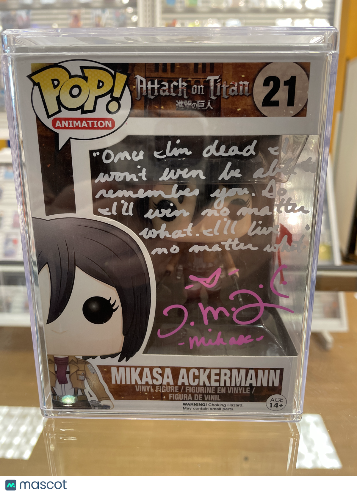 Funko Attack on Titan Mikasa Ackerman #21 (Very Good) (Trina Nishimura Auto JSA)