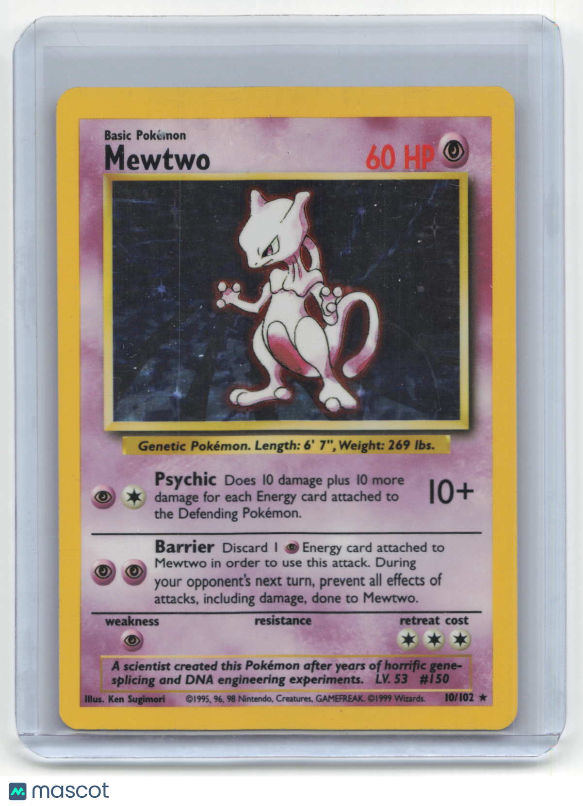 1999 Pokemon TCG Mewtwo Base Set #10/102 Mod Played Holo