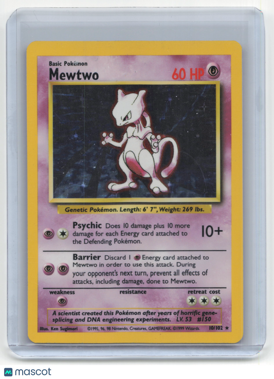 1999 Pokemon TCG Mewtwo Base Set #10/102 Mod Played Holo