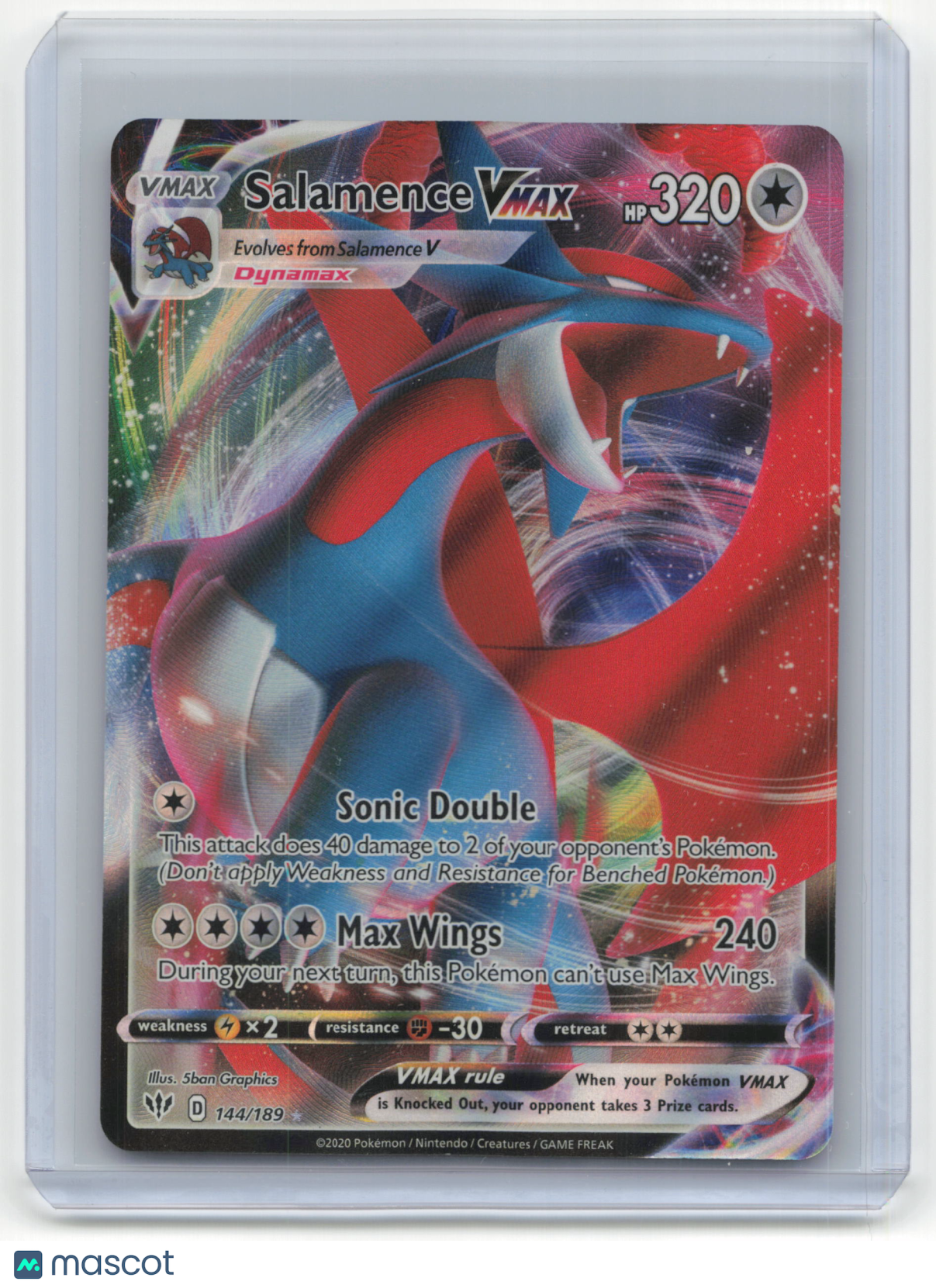 2020 Pokemon TCG Salamence VMAX Darkness Ablaze #144/189