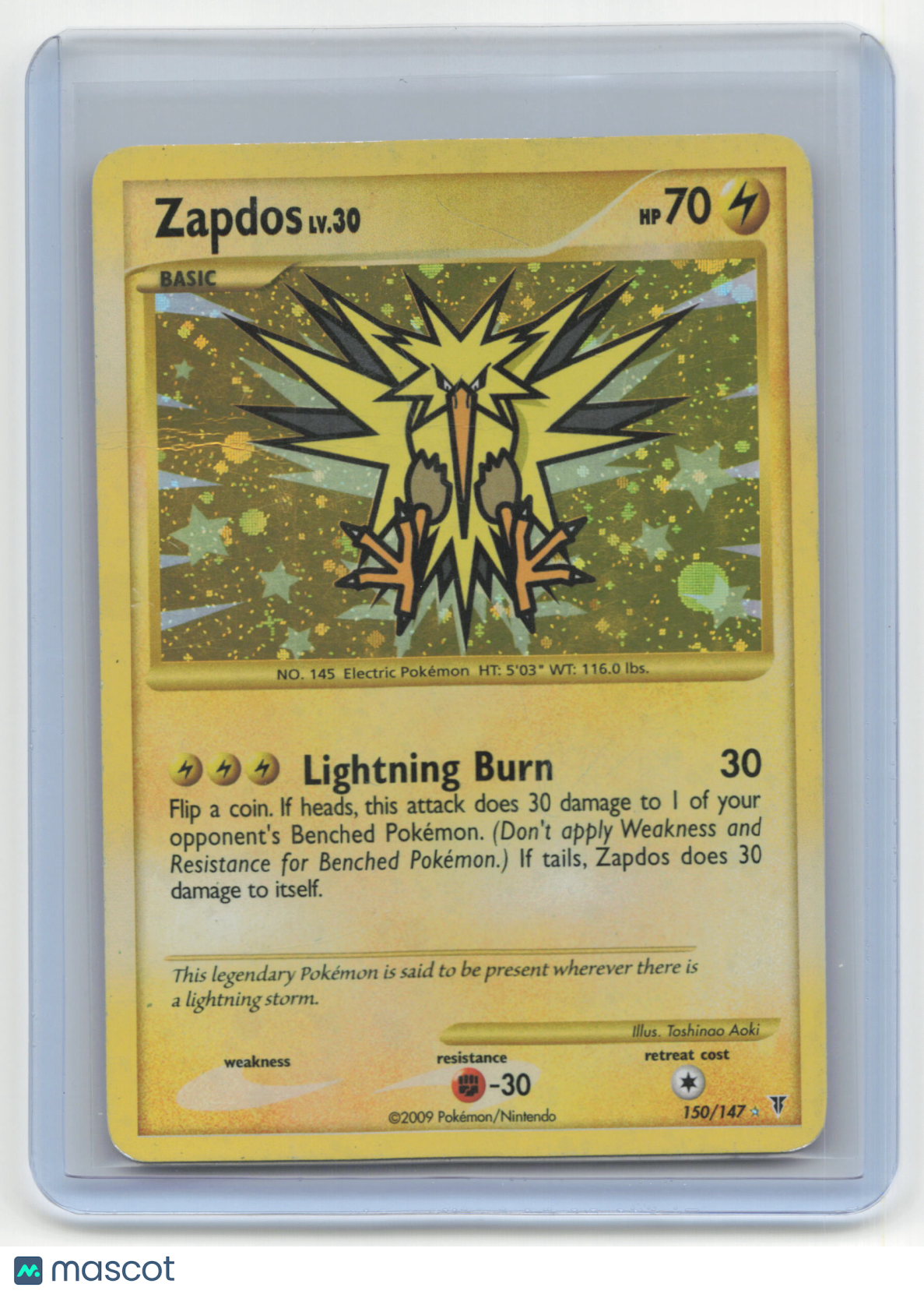 2009 Pokemon Zapdos Supreme Victors #150/147 Damaged