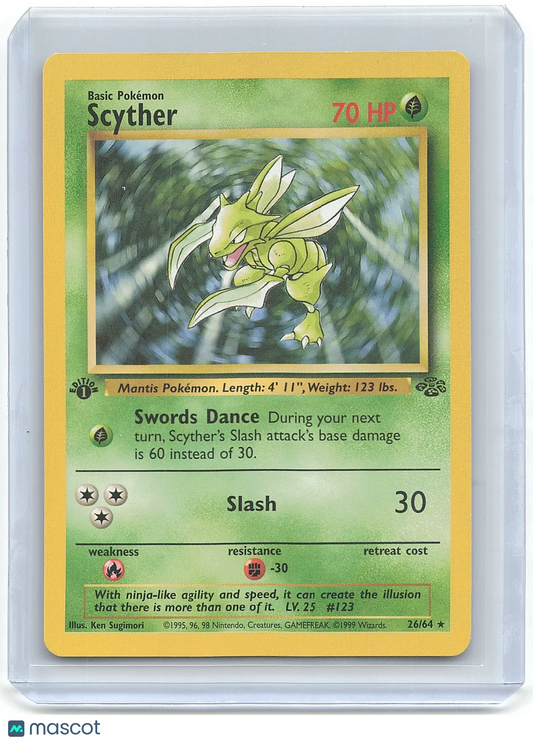 1999 Pokemon Scyther #26/64 1st Edition - Papa Joey's Collectibles