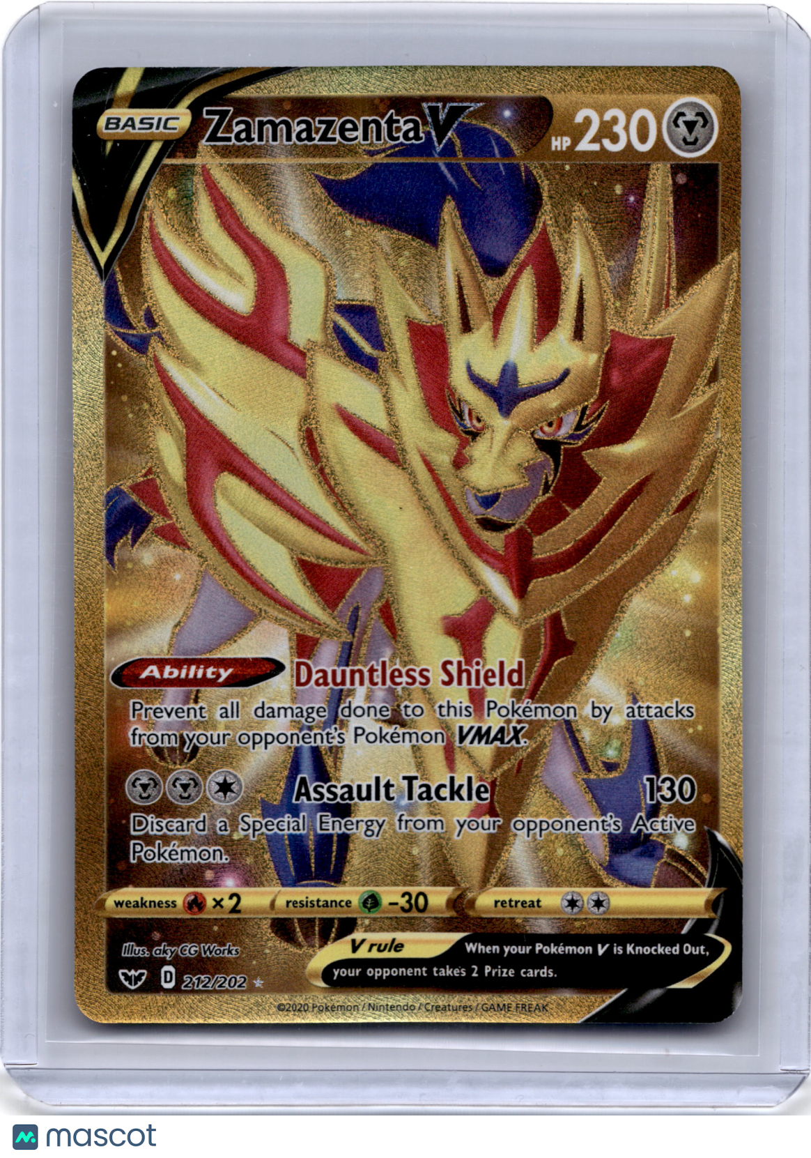 2020 Pokemon TCG Zamazenta V Sword & Shield #212/202