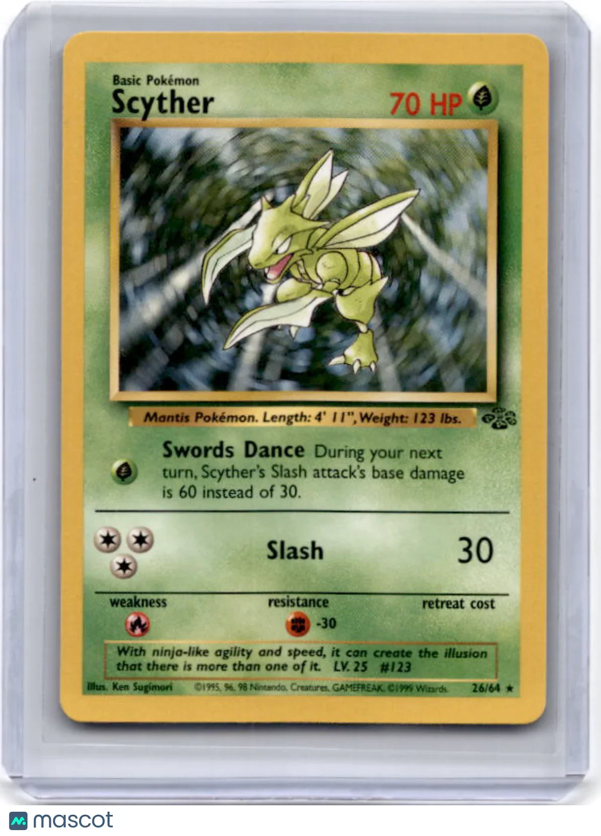 1999 Pokemon TCG Scyther Jungle #26/64 Basic - Papa Joey's Collectibles