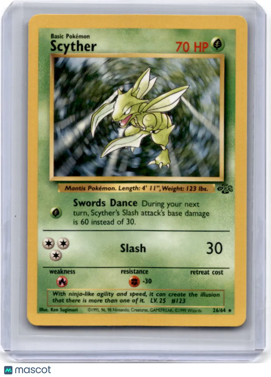 1999 Pokemon TCG Scyther Jungle #26/64 Basic - Papa Joey's Collectibles