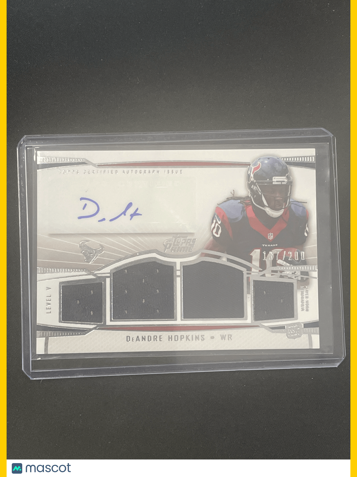 2013 Prime Football Deandre Hopkins Autograph Relic /200 #PV-DH