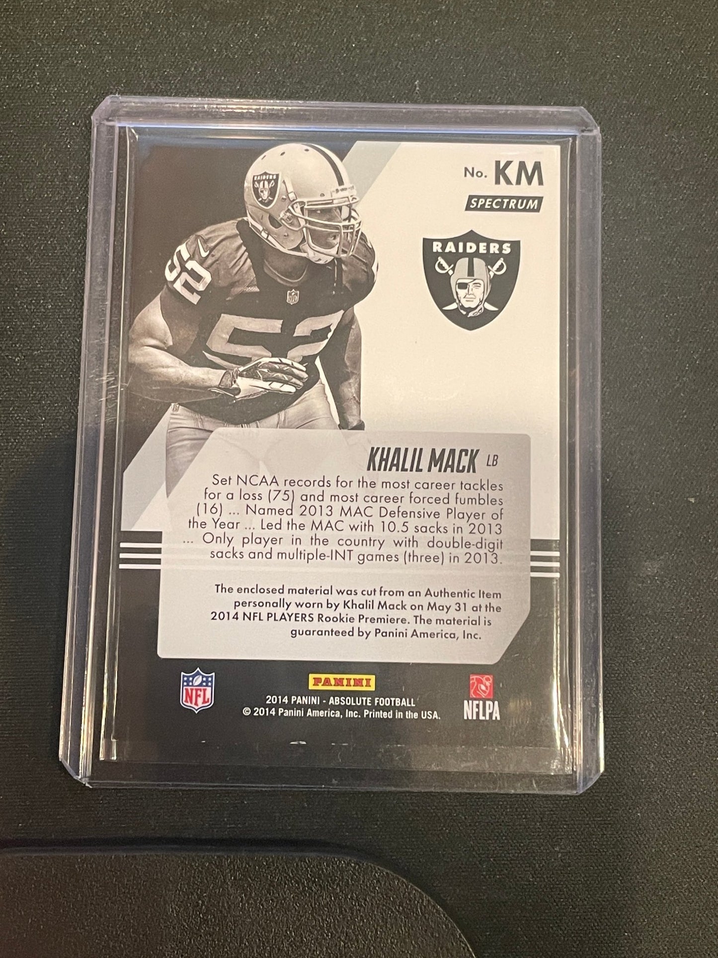 2014 Panini Absolute Football Khalil Mack Relic Tools of the Trade /99 #KM